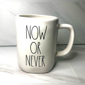 Rae Dunn Now or Never Black and White Mug Artisan Collection by Magenta